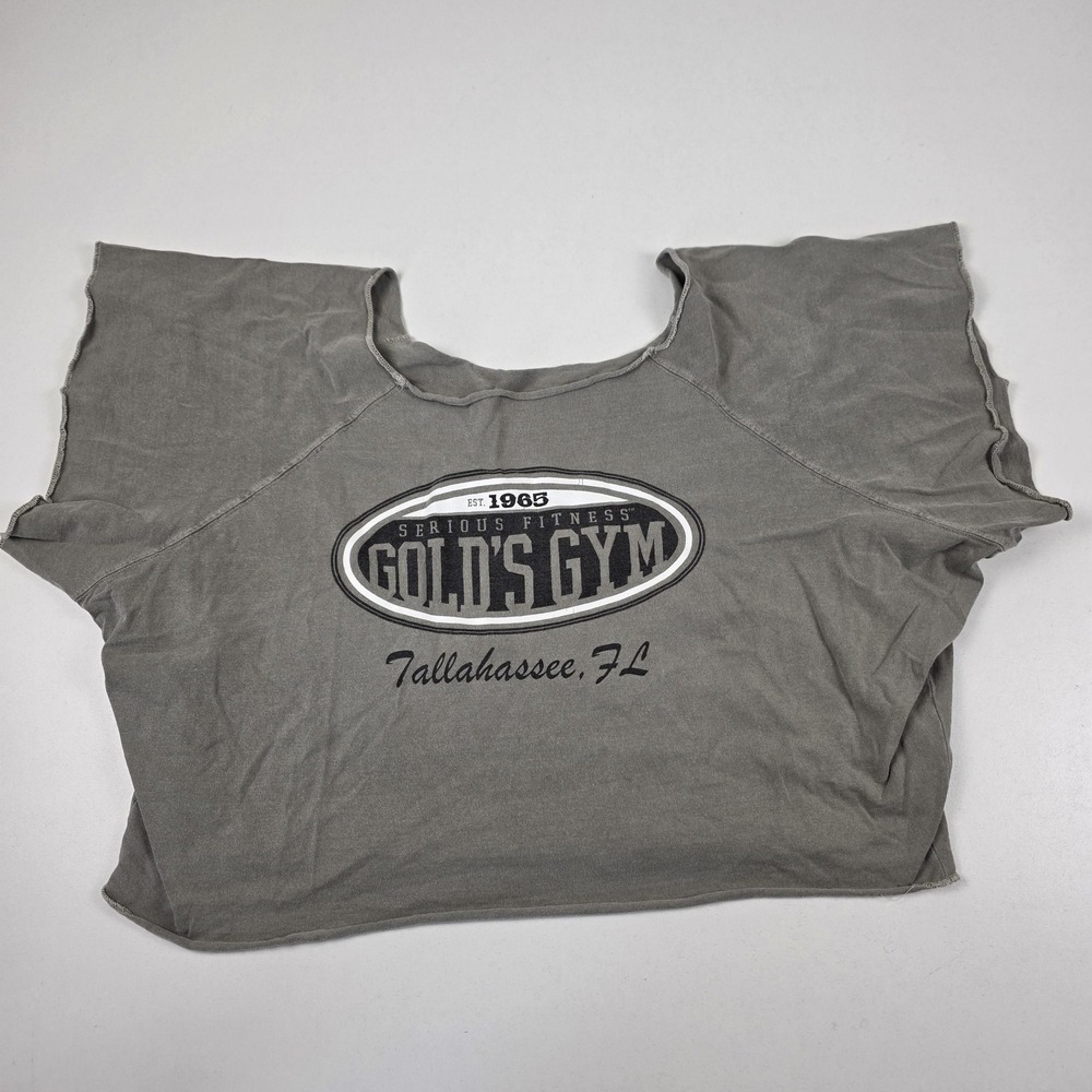 VTG 90s Gold's Gym Tank Top Mens Large Gray Cropped Cutoff Muscle Made USA